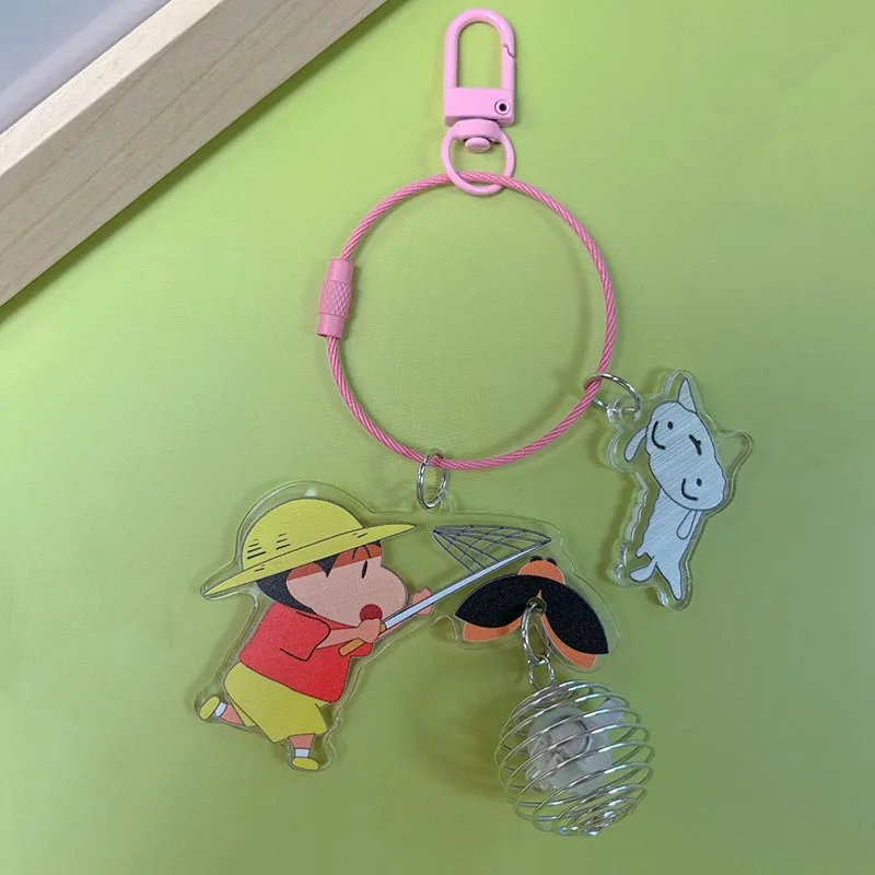 Kawaii Crayon Shin-Chan 아크릴 키 체인 애니메이션 그림 반딧불 열쇠 고리 소녀 배낭 펜던트 어린이 커플 생일 선물 새로운