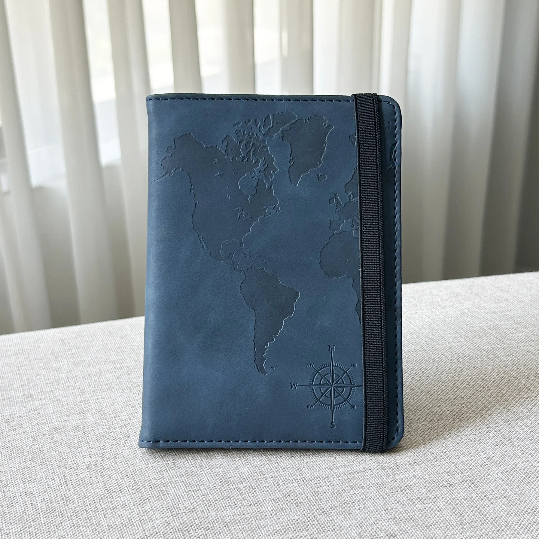 Rfid Blocking Personalised Passport Cover World Map Compass with Elastic Band Travel Essentials Passport Holder 4