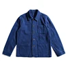 Indigo Cargo Jacket Men Vintage Heavy Weight Cotton Blue Dyed Workwear Tooling Jacket French Retro Multi-pocket Cardigan Coat 6