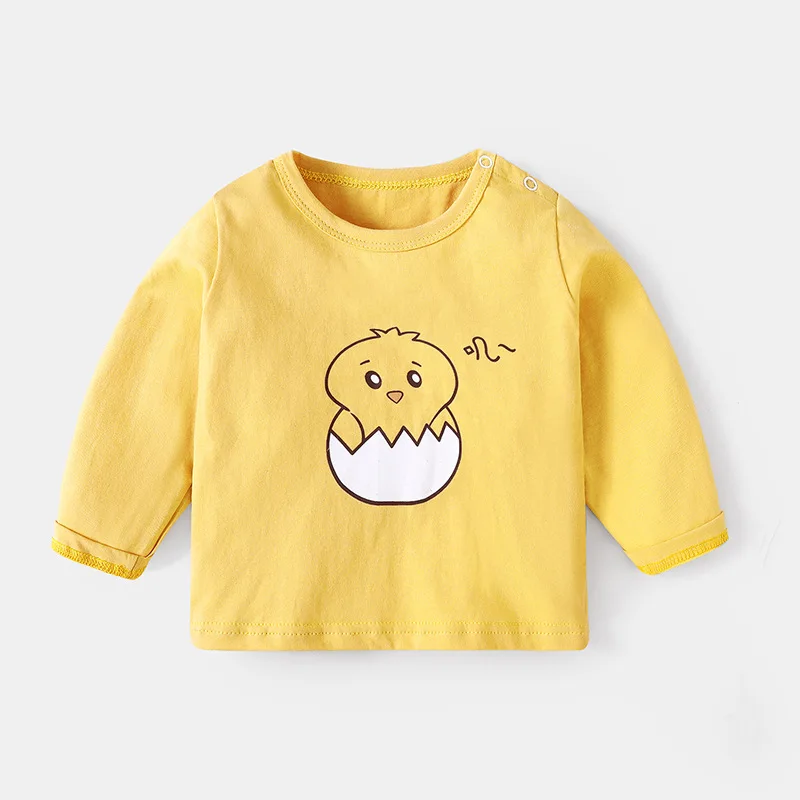 Babys Boys Long Sleeve Tees Autumn Young Children Girls Solid Cotton Undershirt Bear Print Newborn Infant Girls Spliced T-shirts 4