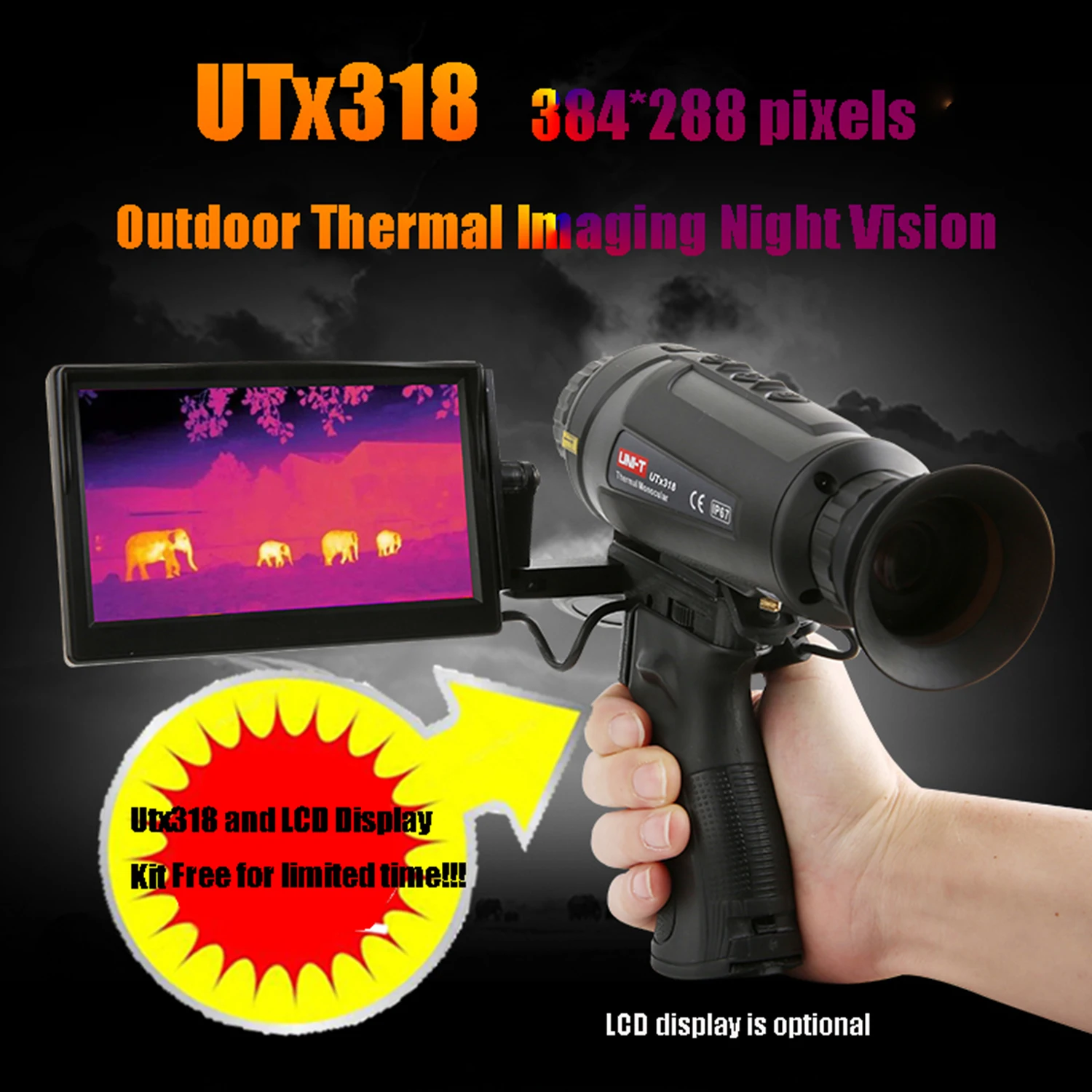 

Флюоресцентный монокулярный телескоп UNI-T UTx318, 384 × 288 пикселей, тепловизор для охоты, Термографическая камера ночного видения IP67.