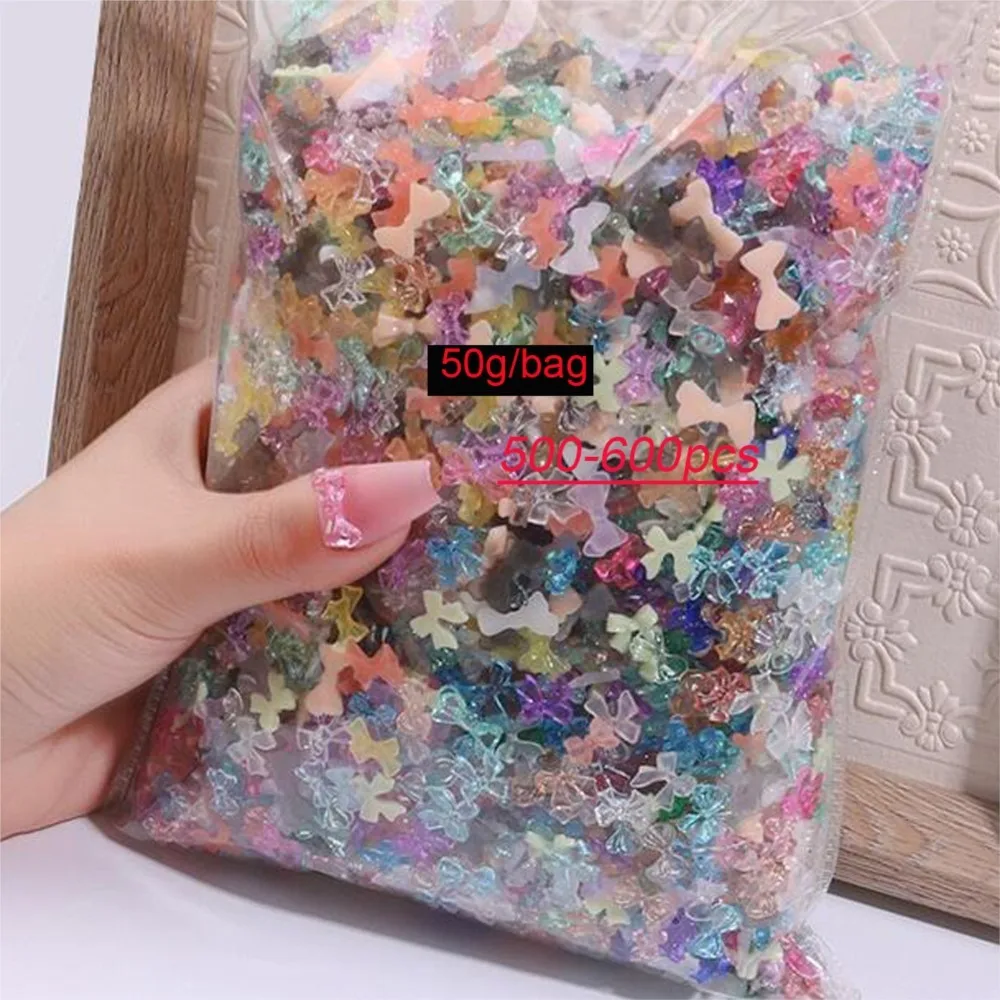 500-600pcs 라인 석 네일 매력 3D 꽃 Bowknot 혼합 스타일 네일 아트 장식 오로라 나비 진주 매니큐어 액세서리