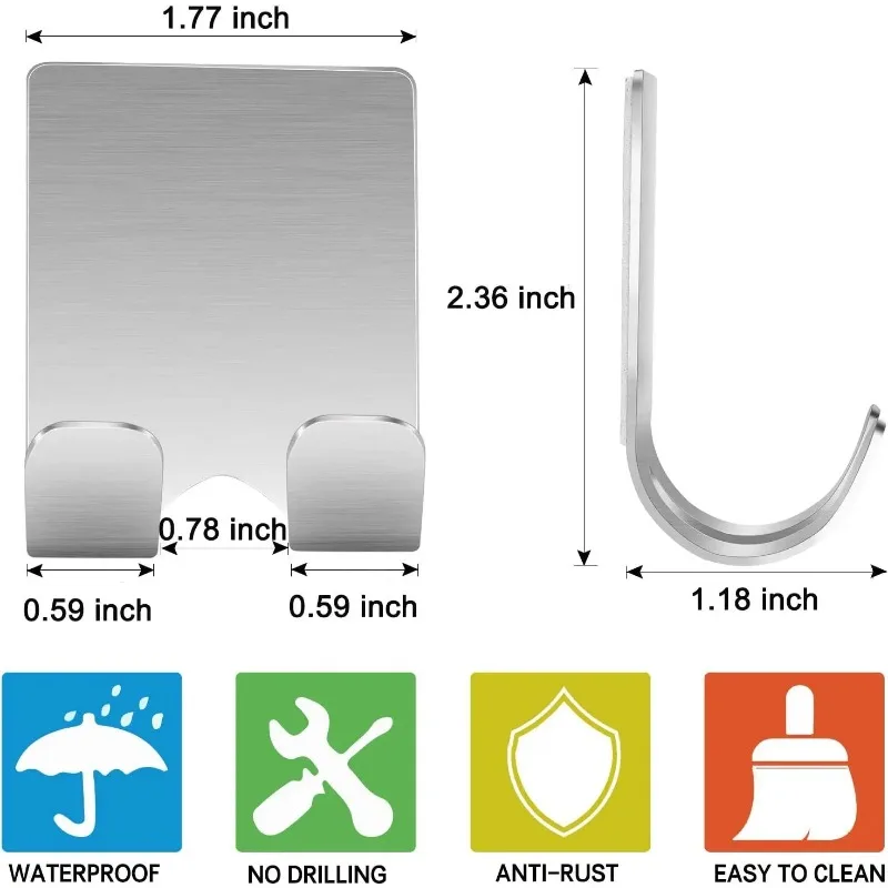 Razor holder 2pcs stainless steel no-drill bathroom wall mount razor storage gadget