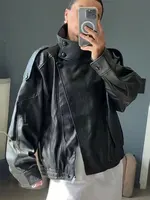HH automne veste en simili cuir pour femmes décontracté solide fermeture éclair manches longues en cuir Pu manteaux nouvelle mode femme Streetwear 5