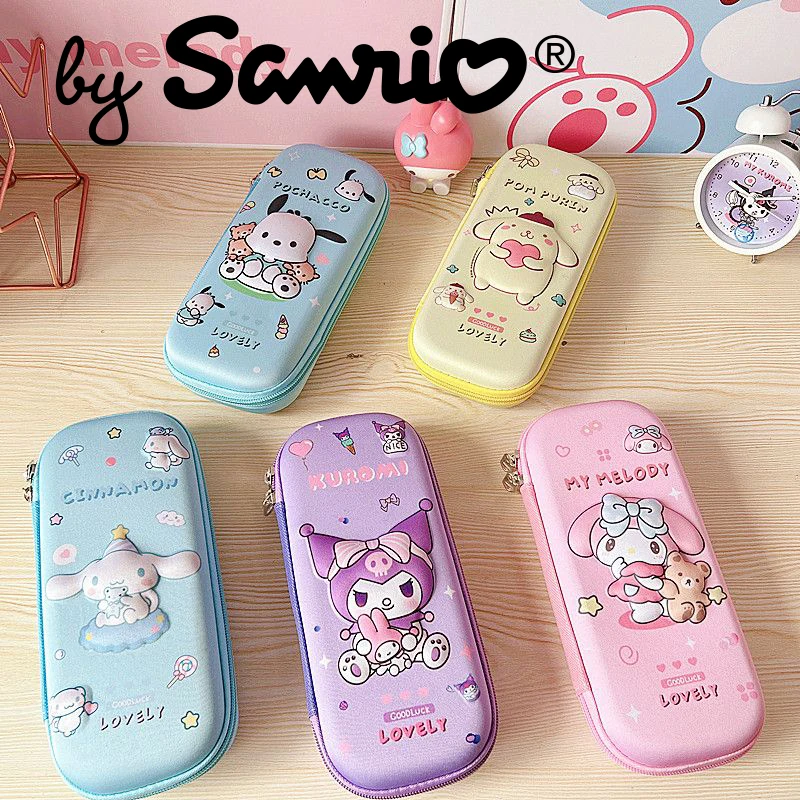 

Sanrio Hello Kitty Kuromi Cinnamoroll Pencil Cases Student Stationery Storage School Supplies 3D Stereo Anime Kawaii Cute Gifts