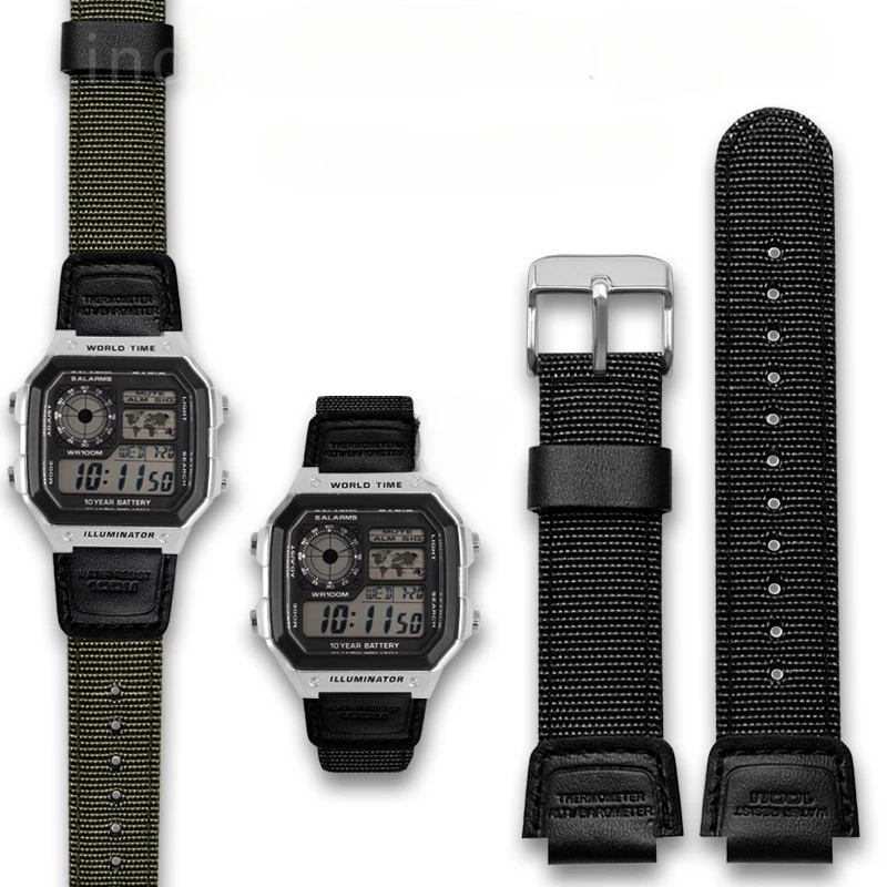 Per Casio Tessuto Tela Di Nylon Impermeabile Ae-1200 1100 A158/159 Cinturino Cinturino Di Ricambio Originale Serie Muslimah