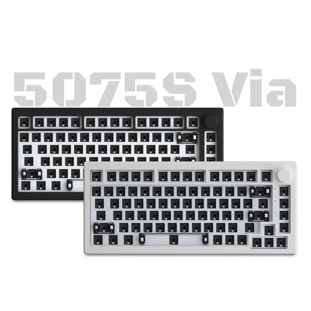 AKKO-Kit de Barebone 5075S con mando, Teclado mecánico personalizado para juegos, retroiluminado RGB, LED lateral 75%, diseño con cable de 5 pines, Hotswap