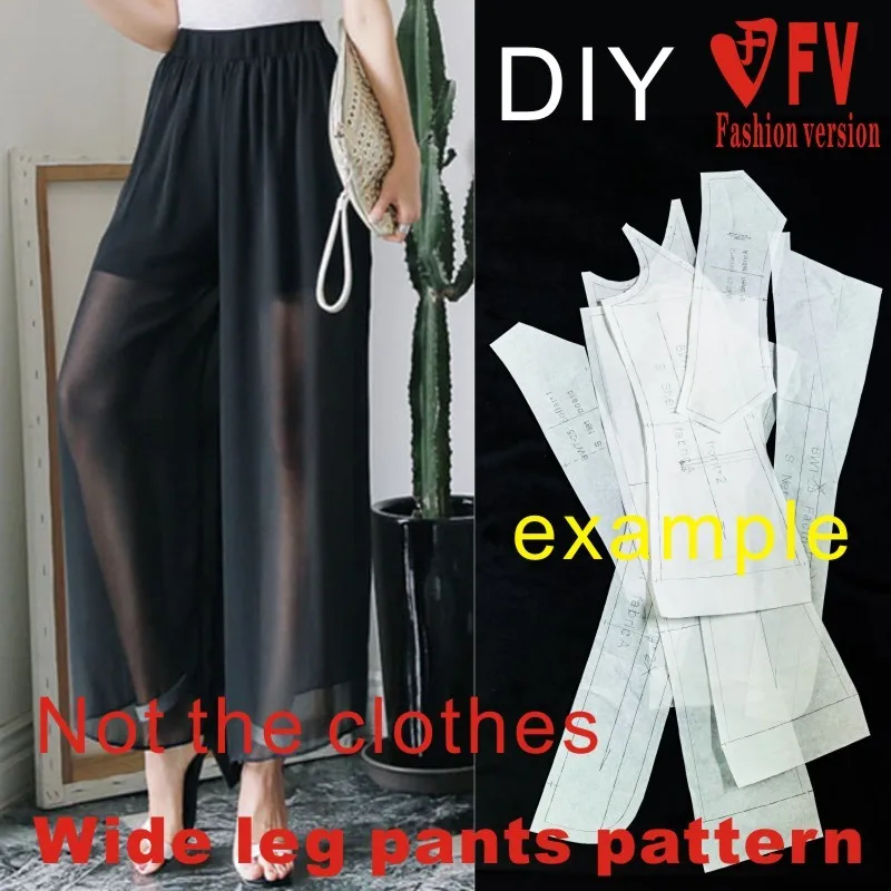 Widening leg pants sewing pattern The trousers pattern Elastic waist BZK-8