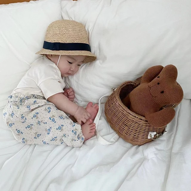 Sombrero de paja para bebé, gorra de Panamá para recién nacido, sombreros  de Sol para niño