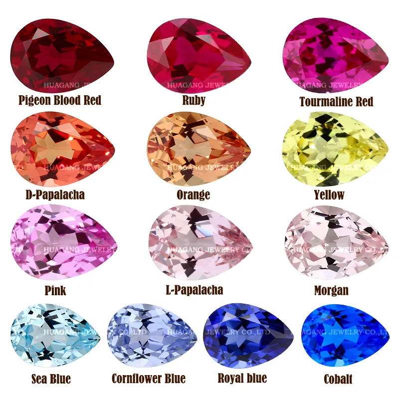 Pear Cultivate gemstones Multiple Colors Sapphire briolette Laboratory grown by Czochralski Loose Gemstones For Jewelry Making