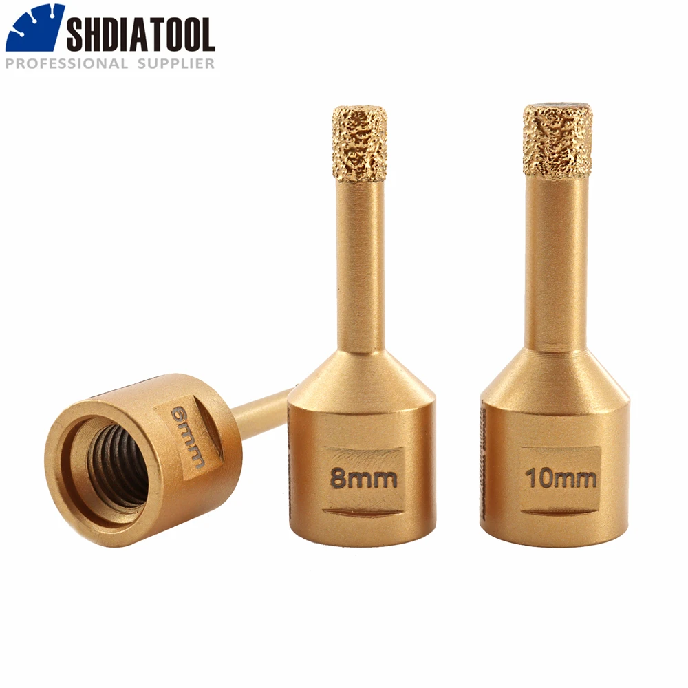 SHDIATOOL M14 Dia6/8/10mm Diamond Drilling Bits Core Bit Hole Saw Crown Tile Ceramic Granite Masonry Golden Dry Drill Bits