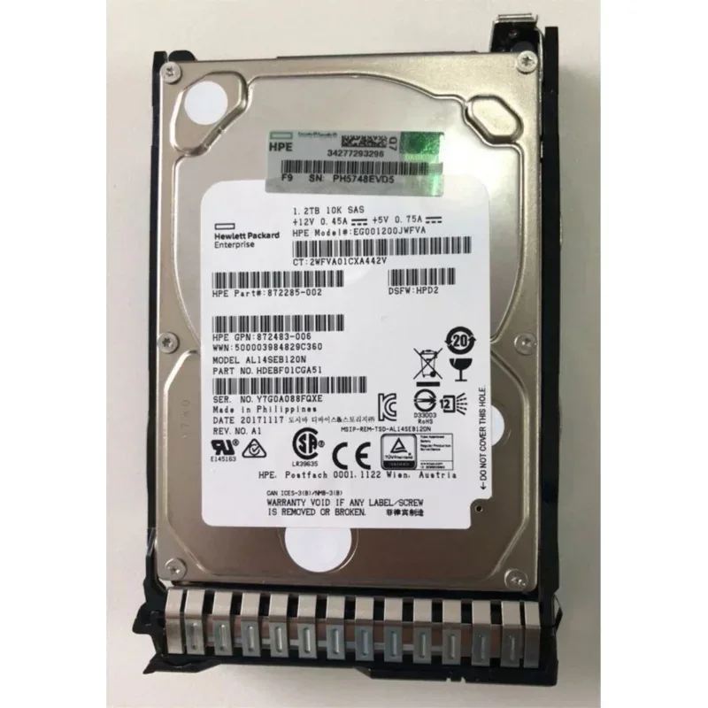 872737 HEP 1.2TB SAS 10K SFF SC DS 12G 2.5 인치 HDD..