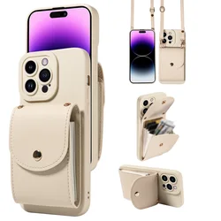 Elegant Faux Leather Phone Case with Lanyard, Card Slot & Shockproof Protection - Galaxy A21s (Beige)
