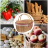 Wicker Picnic Red Grid Decorative Baskets For Home Decor Portable Storage Woven Basket Home Decor Gift Rustic Woven Handles 6