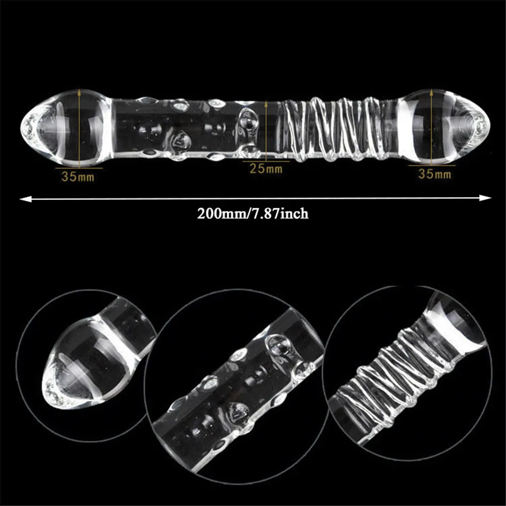 Sex Toys Pyrex Glass Dildo 195x33mm Fake Penis Crystal Anal Beads Butt Plug Prostate Massager G Spot Female Masturbation Toys