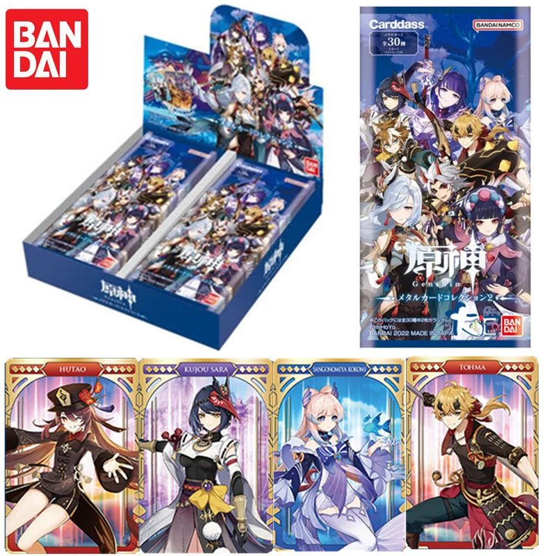 

Bandai Genuine Genshin Impact Card Keqing Raiden Shogun Yae Miko Character Metal Collection Card Children's Holiday Gift Toys