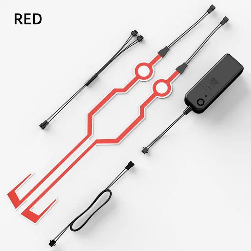 New Motorcycle Helmet LED Warning Lights Night Riding Helmet Motor Cold Light Strip EL Waterproof Sticker 4 Flashing Accessories