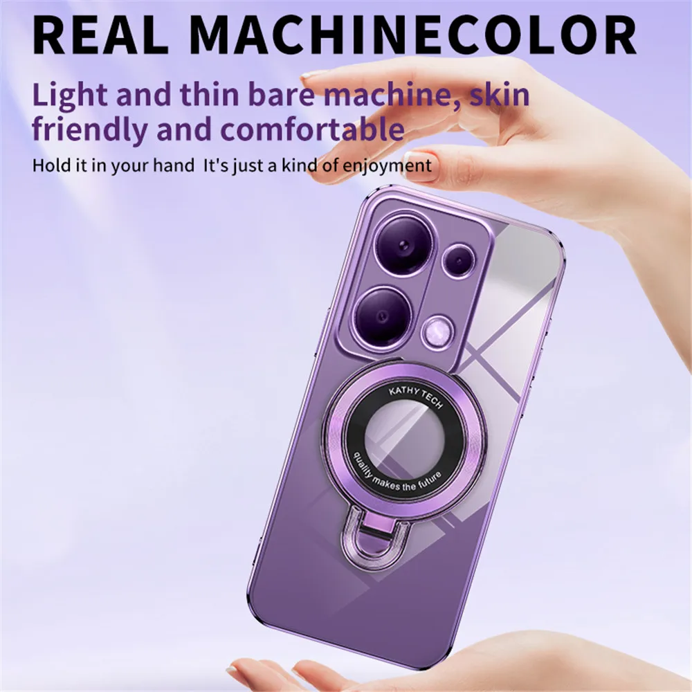 Luxury Transparent Plating Magnetic Case with Silicone Stand