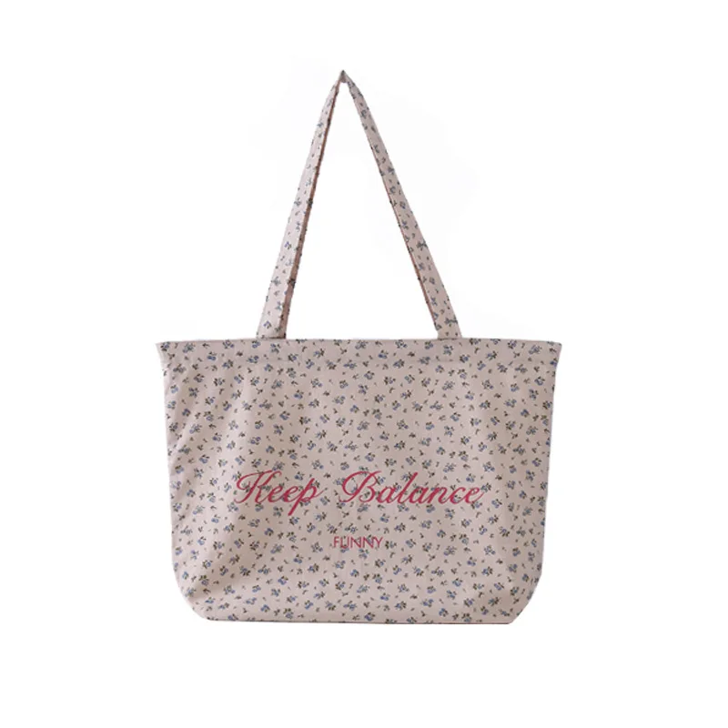 1 Pc Aesthetic Shoulder Bag for Student Girl Fashion Floral American Style Tote Bag Sweet High Capacity Makeup Book Storage Bag