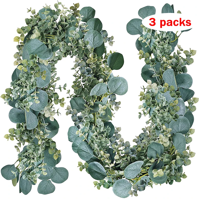 3 Packs 2m Artificial Eucalyptus Willow Garland Greenery Leaves Vines