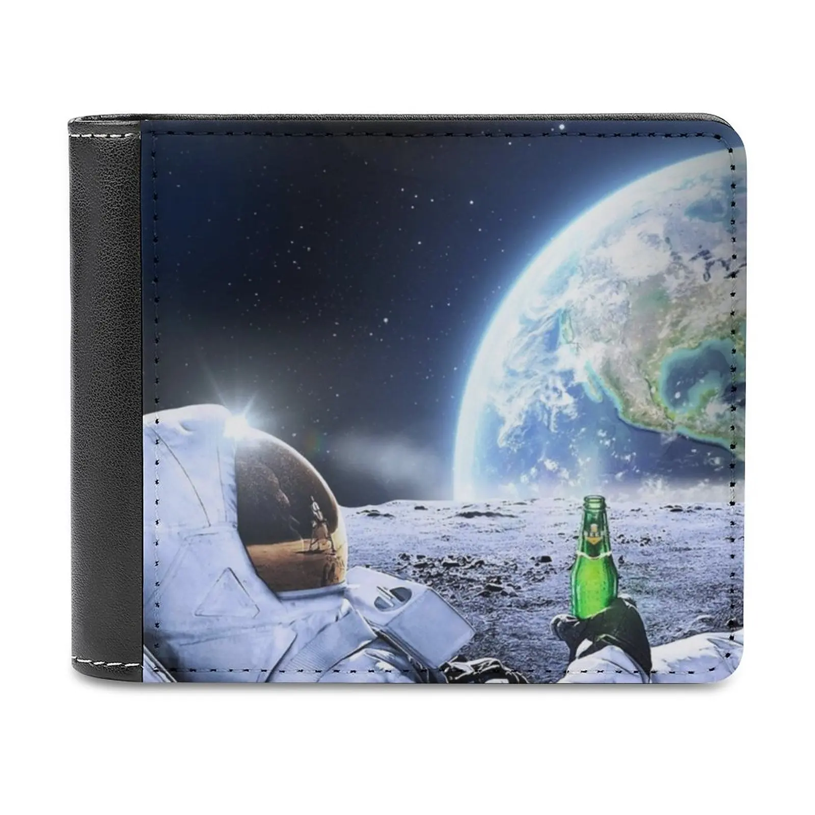 

Astronaut On The Moon With Beer  Hq-Quality Bestseller Business Men Wallets Small Money Purses New Design Dollar Price Top