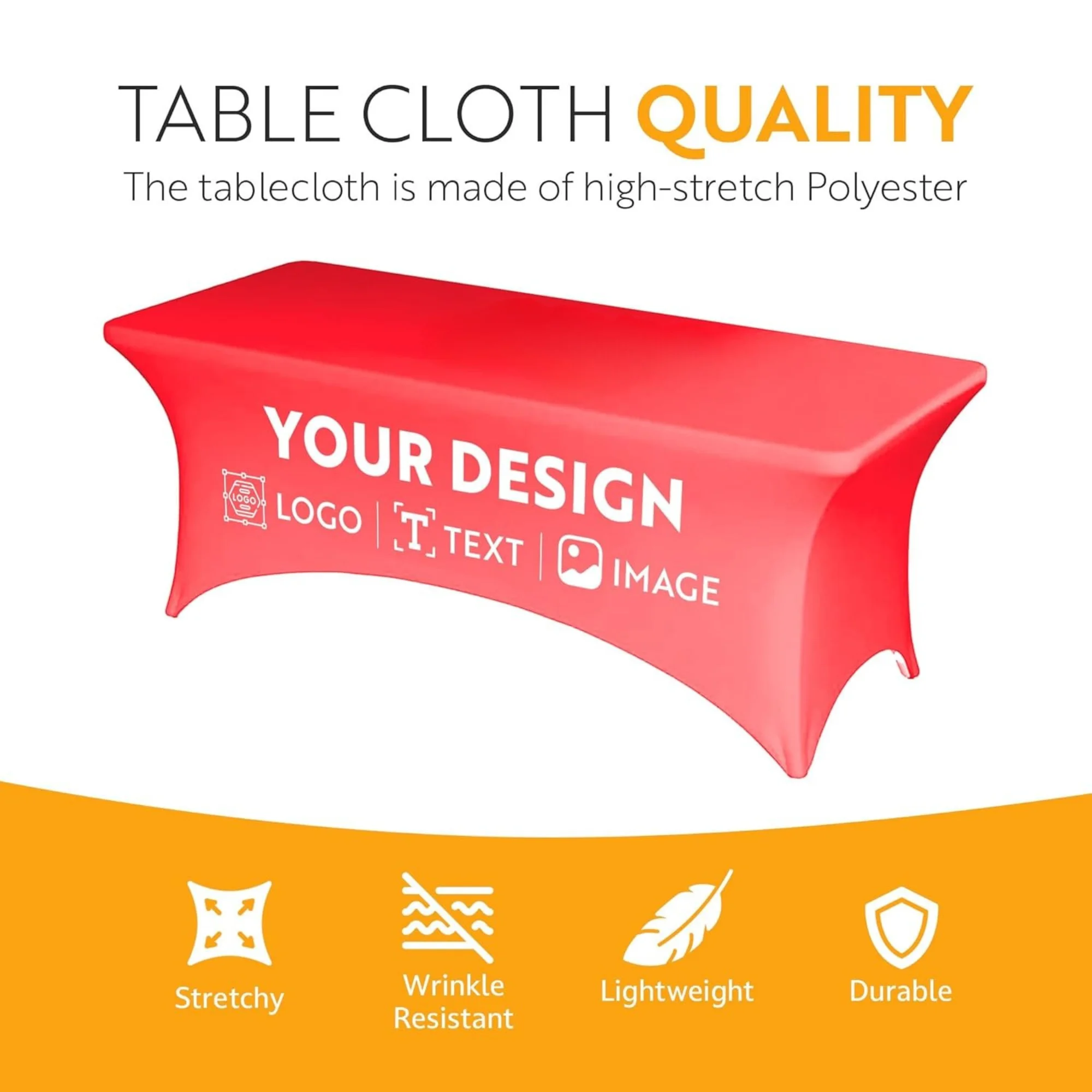 Custom Table Cover 4FT 6FT Banquet Full Print Personalized Table Cloth for Wedding Exhibition Stretch Hotel Party Counter Decor 4