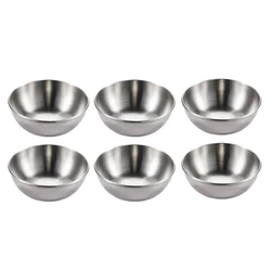 Set of 6 Stainless Steel Mini Sauce and Spice Serving Dishes (Silver)