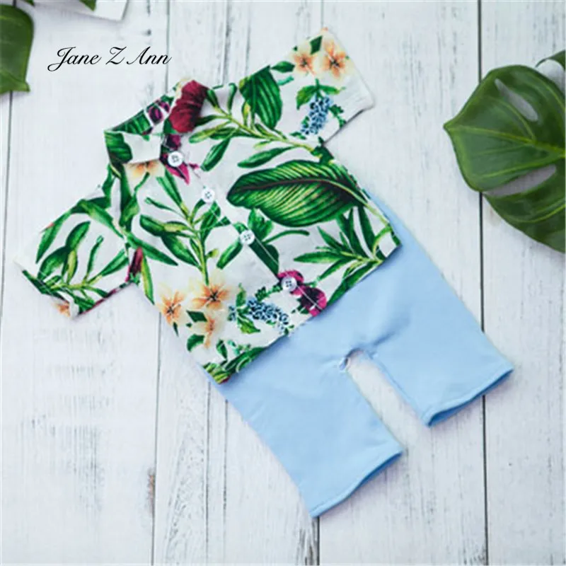 Newborn photography beachwear baby boy 100 days photo studio photography clothing props hawaii style printing shirt clothing