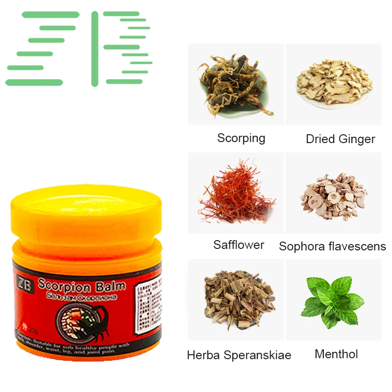20g ZB Scorpion Venom Ointment Chinese Pain Cream For Relieve Back Muscle Ache Rheumatoid Arthritis Joints Analgesic Balm pain relief cream knee pain relief cream