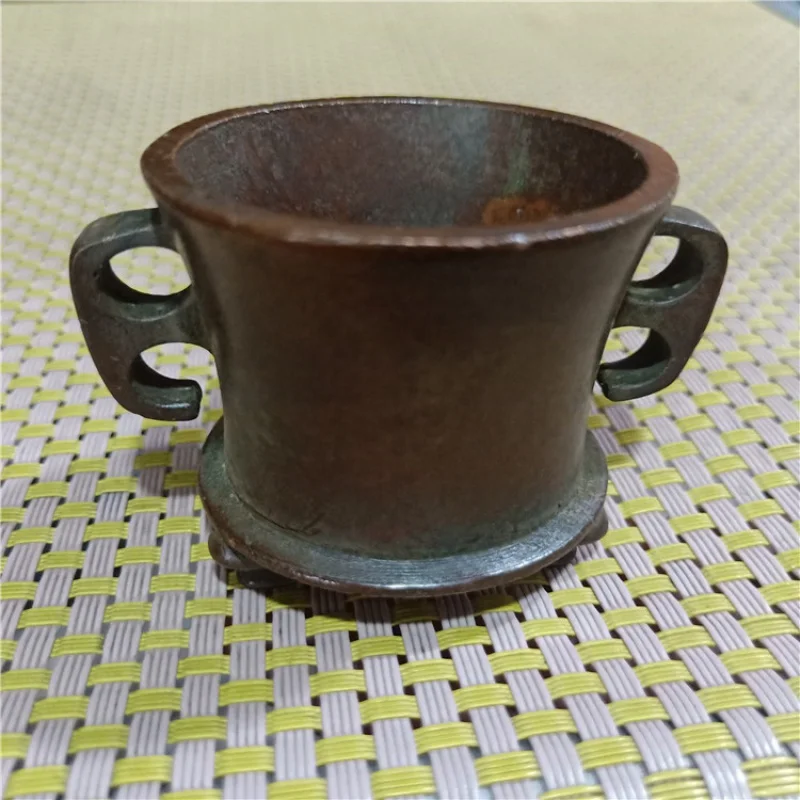 

Antique Old Brass Crafts Three-Legged Binaural Small Incense Burner Bronze Antique Miscellaneous Home Ornaments