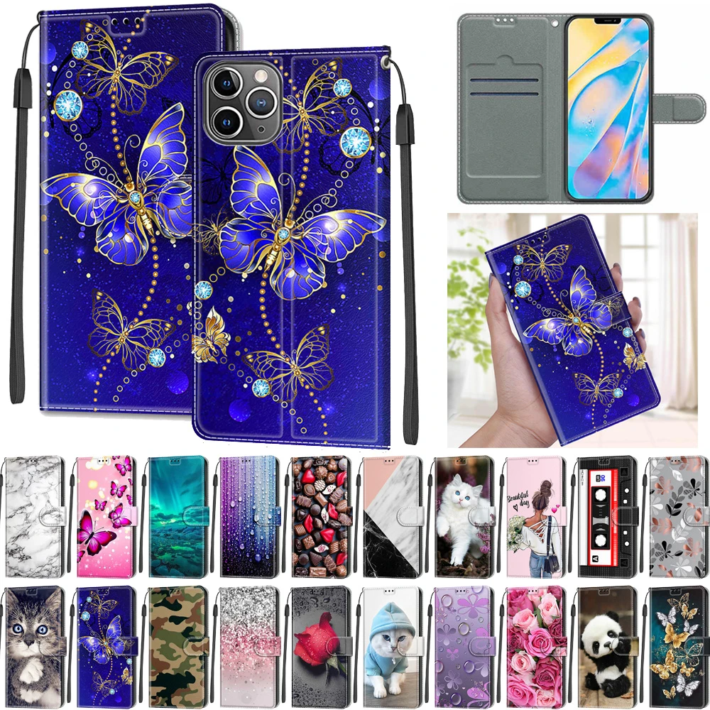 Cartoon Panda Butterfly Case for iPhone 13 11 12 XR SE 2020 X Xs Pro Max 6 6s 7 8 Plus Funda Card Slot Wallet Leather Book Cover lifeproof case iphone xr