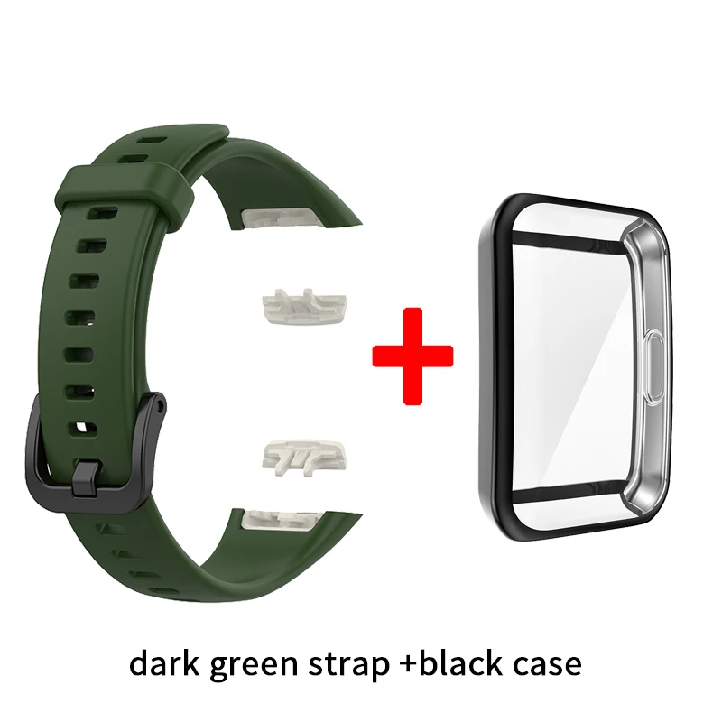 Premium Silicone Strap with TPU Full Screen Protector Case for Fitness Tracker Bracelet