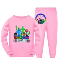 Children Clothing Boys Sleepwear Clothes Kids Rainbow Game Pajamas Sets Baby Girls friend Cartoon Spring Autumn Tops+pants Suits