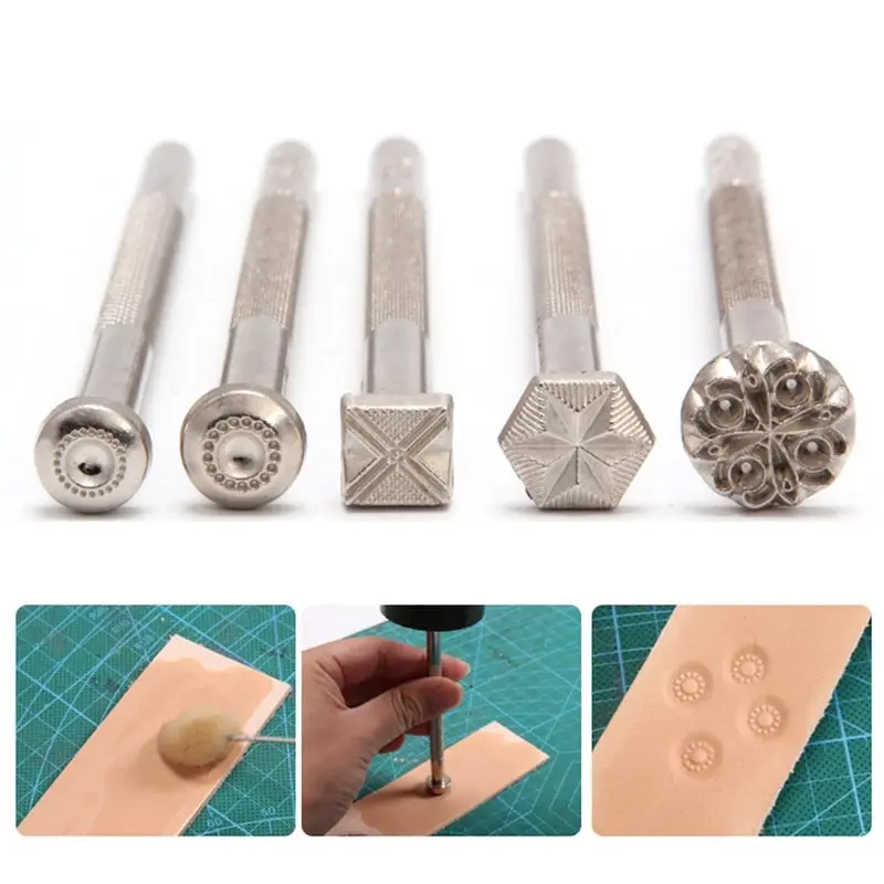 Pottery Stamps Embossing Leather Tools Stainless Steel Flowers Punch DIY Ceramic Manual Stamp Printing Mold Set leather craft stamps leather letter punch
