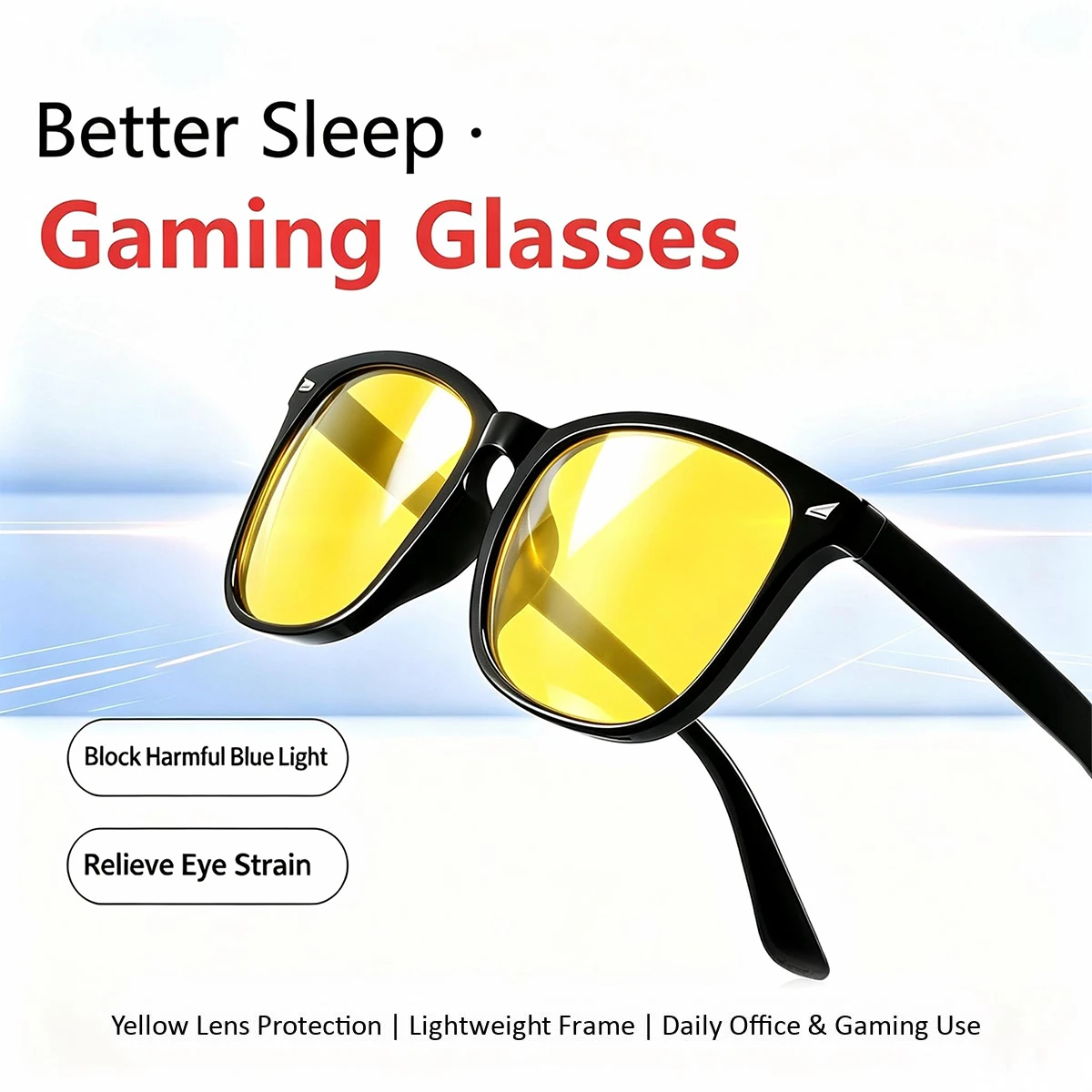 Blue Light Blocking Glasses with Amber Yellow Lenses for Enhanced Comfort