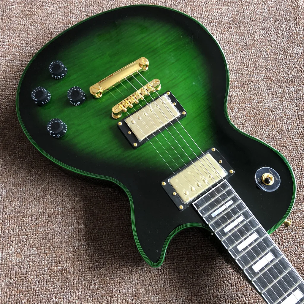 Новая электрическая гитара green burst на заказ с грифом из палисандра зеленым