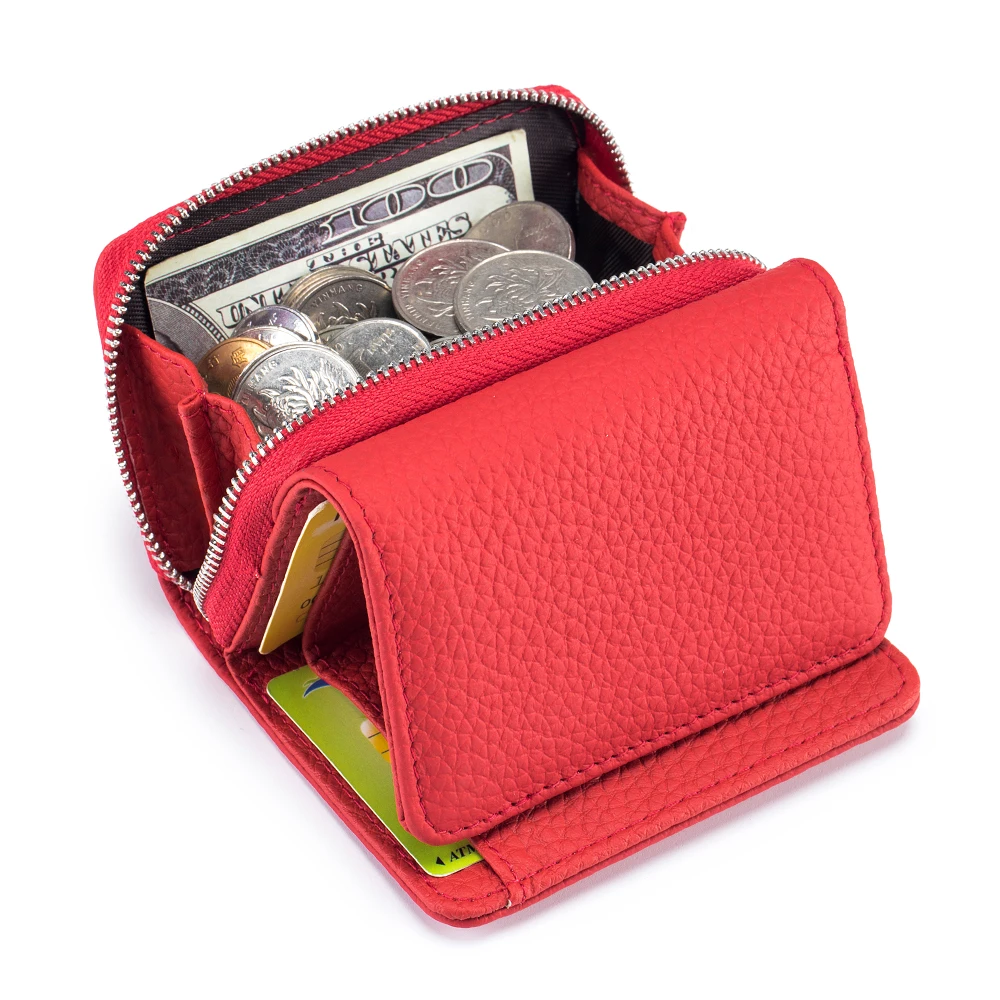 

Women's RFID Blocking Short Wallet Multi Purpose Zipper Folded Purses Coins Pouches Multi-card Position Card Organizer Wallet