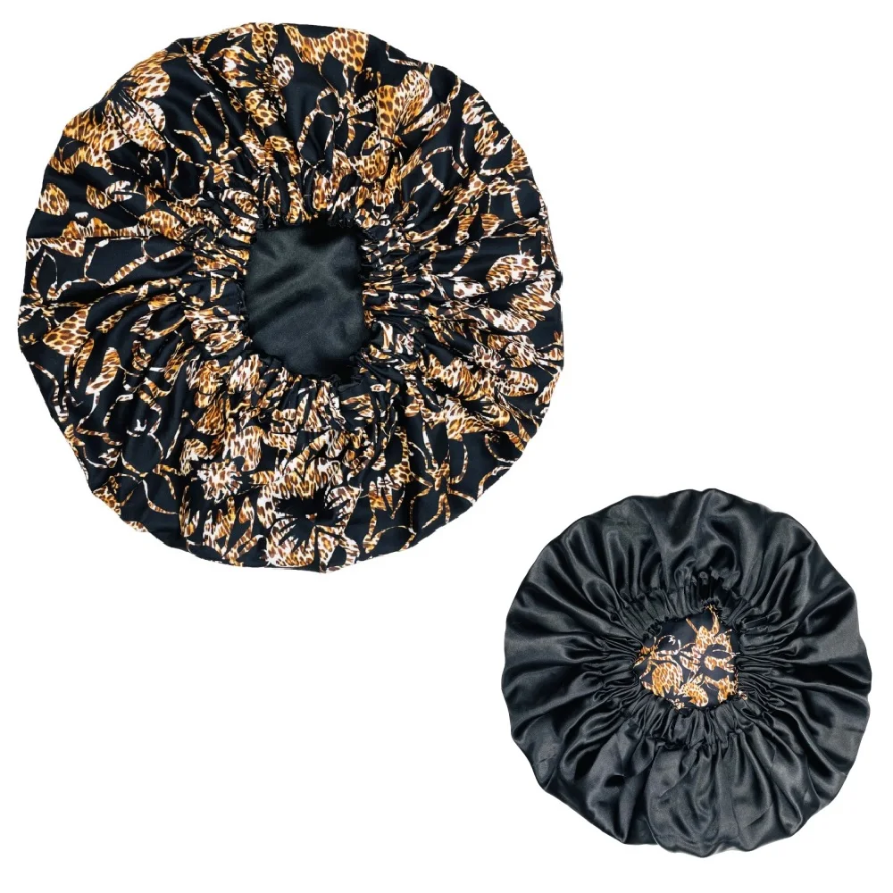New Extra Large Satin Lined Bonnet Women Big Size Beauty Print Satin Silk Bonnet Sleep Night Cap Head Cover Bonnet Hat Wholesale