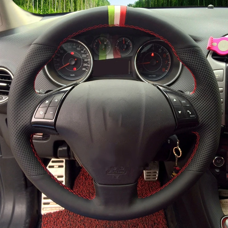 Coprivolante per auto in vera pelle scamosciata nera fai-da-te per Fiat Punto Bravo Linea 2007-2019 Qubo Doblo 2008-2015 Grande Punto - Image 3