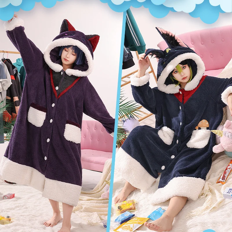 

Game Genshin Impact Plush Toys Scaramouche Ganyu Klee Plush Pajamas Soft Stuffed Home Clothes Robe Cut Men Women Girl Pajamas