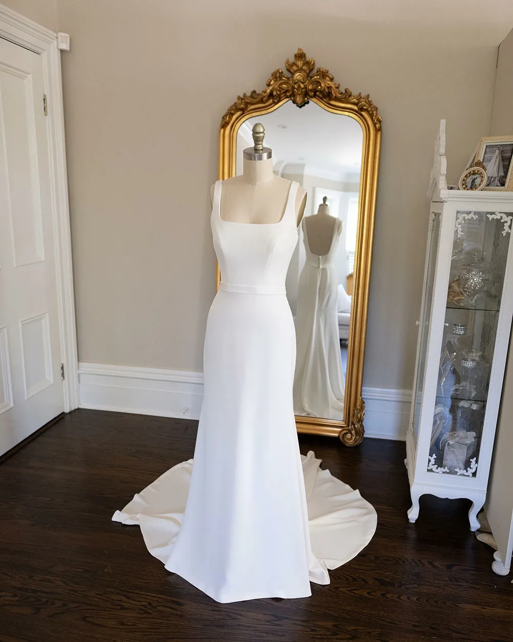Elegant Mermaid Wedding Dress Spaghetti Straps Square Collar Open Back Bridal Gown Women Vestidos De Novia Customized 2