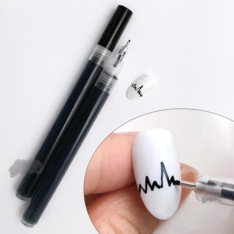 Nail Art Graffiti Pen Black White Colorful UV Gel Polish Design Dot Painting Detailing Pen Brushes DIY Nail Art Adorn Tools 1pc