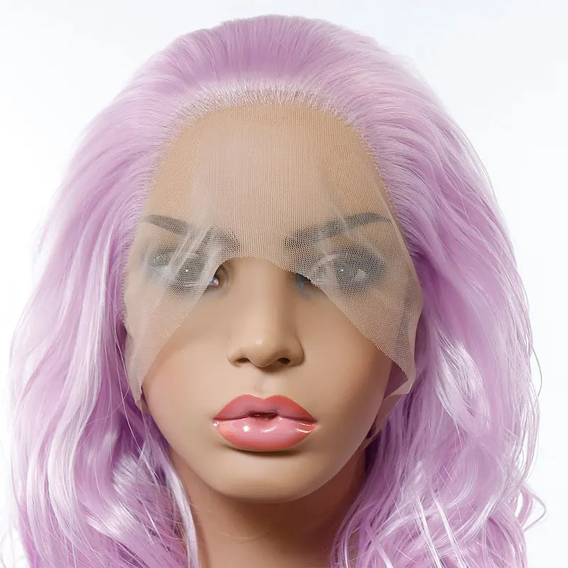 

Bombshell Lavender Purple Deep Wave Synthetic Lace Front Wigs Glueless Heat Resistant Fiber Hair Free Parting For White Women