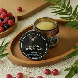 Luxurious Organic Beef Tallow & Raw Honey Moisturizing Balm - Handmade All - Natural Skin Softener (Unscented)