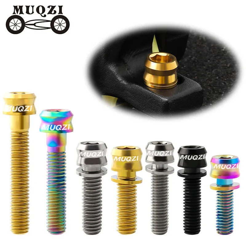 MUQZI Titanium Screws Bicycle M5x15 17 19MM M6x17 19 30 35MM Bike Headset Top Cap Bolt Stem Screw Brake Caliper Screw bike brake adjuster screw