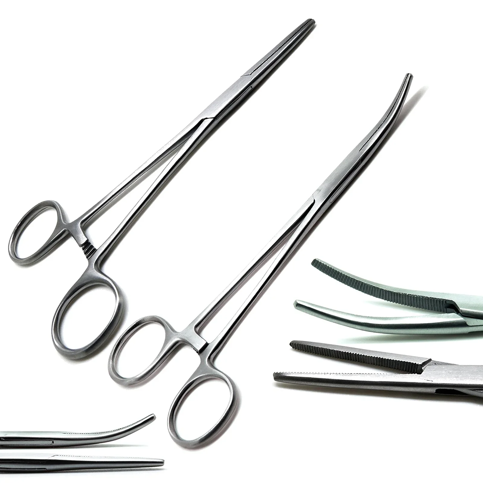 Fishing Tools Fishing Tool Fishing Accessories Fishing Tackle Fishing Forceps Survival Stainless Steel Curved Tip and Straight Tip Forceps Locking Clamps Hemostatic Arterial