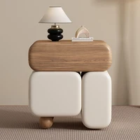Storage Drawers Nightstands Cute Cream Style Luxury Aesthetic Bedside Table Simple Design Mesa De Noche Bedroom Furniture