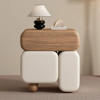 Cassetti portaoggetti Comodini Comodino estetico di lusso in stile crema carino Design semplice Mobili per camera da letto Mesa De Noche 1