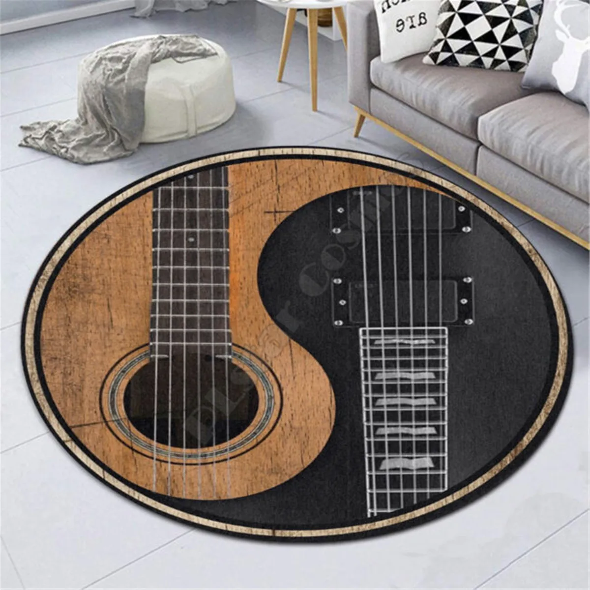 Love Guitar Music Premium Round Rug 3D Rug Non-slip Mat Dining Room Living Room Soft Bedroom Carpet 02 3