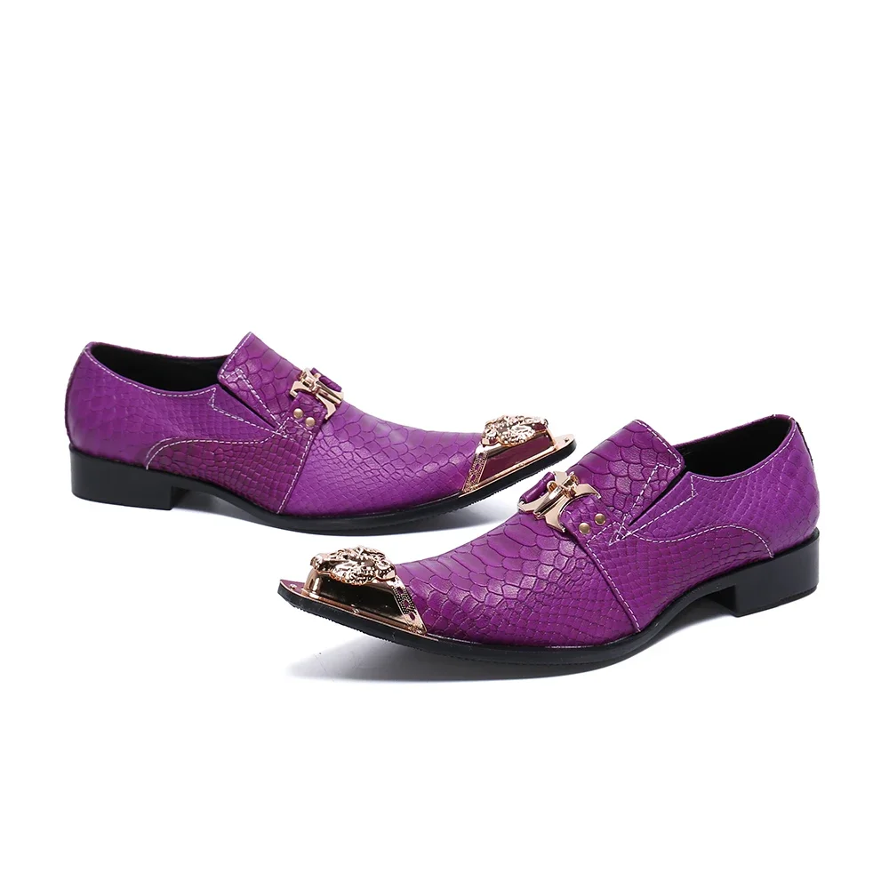 Italian Pointed Toe Big Size Office Shoes Elegant Slip on Solid Color Dress Shoes Social Male Leather Business